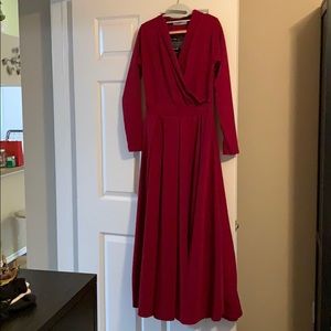 Red longsleeved maxi dress